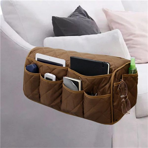 Sacs de rangement Organisateur d'accoudoir de canapé avec 14 poches Lit inclinable Fauteuil de chevet Caddy pour téléphone portable TV Magazines télécommandés