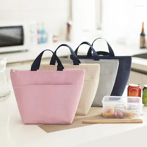 Opbergtassen vaste kleur koeler lunchbox draagbaar geïsoleerde canvas tas thermische voedsel picknick voor vrouwelijke kinderen