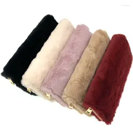 Sacs de rangement Couleur continue Soft en peluche PU Portefeuille argent Clip Women Fashion Coin Purse Id Carte Organisateur Sac à fermeture éclair Pouche de téléphone