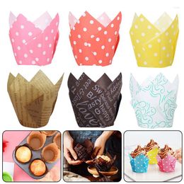 Bolsas de almacenamiento Spaper Style Cupcake Liner Taza para hornear para banquetes de boda Caissettes Tulip Muffin Paper Oilproof Cake Wrapper