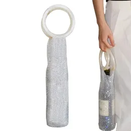 Bolsas de almacenamiento Sparkly Wine Tote Bolsa de transporte reutilizable Mango resistente Botella Viaje protector para regalos de boda 750 ml