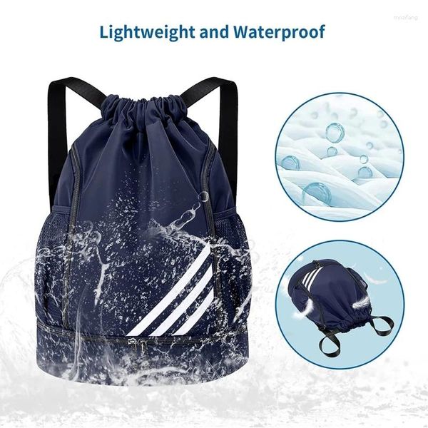 Sacs de rangement Sports Sac à dos Socgère de soccer Sac à crampons Gym Organisez le sac de voyage de voyage Draw Traw Back Multi-Pocket Imperproof