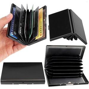 Bolsas de almacenamiento Titular de la tarjeta de acero inoxidable Caja de negocios de metal de color sólido portátil para tarjetas de regalo / tarjetas de identificación / billetera antiescaneo