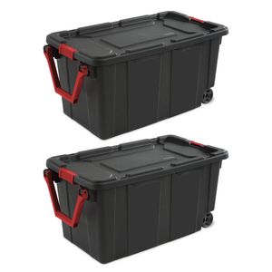 Sacs de rangement Sterilite 2PCS 40 Gallon Industrial Tote Plastic Bins Wheels Large Box Set 230625