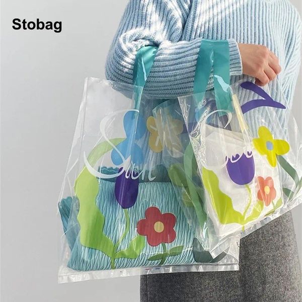 Bolsas de almacenamiento stobag 50pcs de compras transparentes bolsas bolsas de plástico para niña de plástico para la sola bolsa de ropa portátil logotipo personalizado (tarifa adicional)