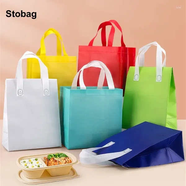 Sacs de stockage StoBag 50pcs en gros non-tissé fourre-tout isolation portable tissu alimentaire gâteau boissons emballage garder au chaud poches de livraison froides