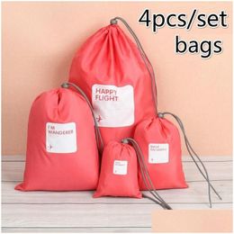 Sacs de rangement Sacs de rangement 4pcs / set sac de voyage ensemble pour vêtements organisateur pochette placard livraison directe maison jardin ménage organisateur DH2Kp