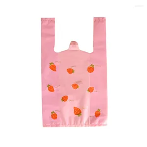 Opbergtassen Strawberry T-shirt 20 tellen Plastic Winkelen Restaurant Bag fruit herbruikbaar en wegwerpbaar