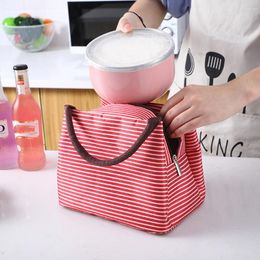 Bolsas de almacenamiento rayas enfriadores impermeables con cremallera portátil de oxford almuerzo para mujeres conveniente bolso de comida de picnic