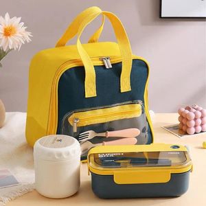 Opbergtassen Student Lunch Bag Portable isolatie Bento Pack Aluminium Foil Rijst Maaltijd IJs Hoge capaciteit Dubbele ritssluiting