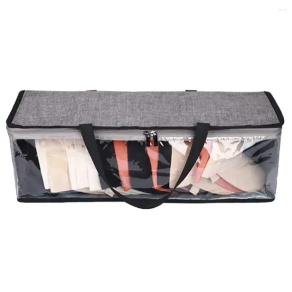 Bolsas de almacenamiento Sombrero con cremallera resistente Bolsa espaciosa con ventana Organizador de tela Oxford duradero para ropa Juguetes Suministros para el hogar