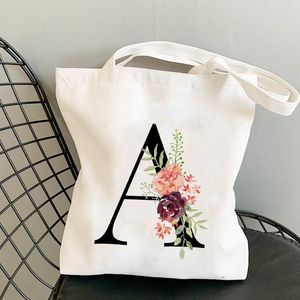 Sacs de rangement été fleur lettre Bolsa Feminina épaule toile grande capacité sac de messager sauvage mignon amusant sac à main