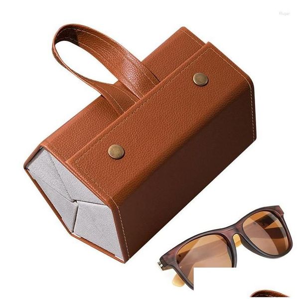 Sacs de rangement Étui de voyage pour lunettes de soleil Mtiple Paires Étuis rigides en cuir pour lunettes Lunettes de soleil Lunettes de soleil Objectif Conteneur Organisateur Drop Delive Dhxjf