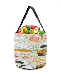 Opbergzakken Sushi Cartoon Japanse cultuur Heerlijk eten Decor Speelgoed Mand Snoep Zak Cadeaus voor kinderen Tote Doek Feestgunst