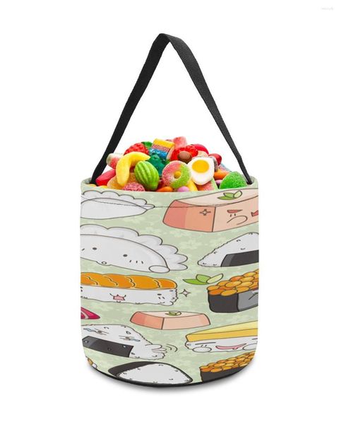 Sacs de rangement Sushi dessin animé Culture japonaise délicieux nourriture décor jouets panier bonbons sac cadeaux pour enfants fourre-tout tissu fête faveur