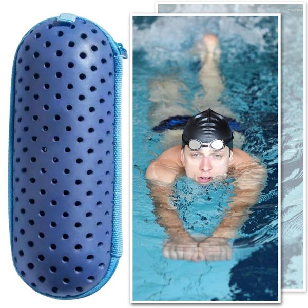 Sacs de rangement Swim Ggggle Case Goggles protectrice avec des trous de vidange à clip eyeglasse de fermeture à glissière portable respirant pour la baignade extérieure