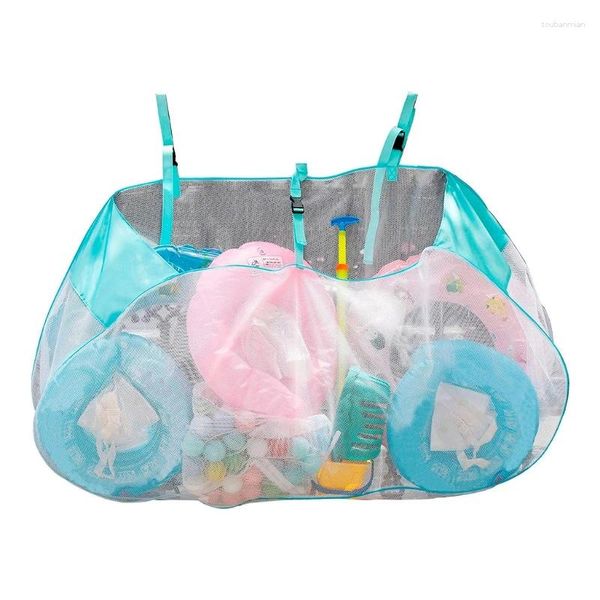 Sacs de rangement Sac suspendu pour piscine, organisateur de jouets d'eau, terrain d'athlétisme, Football, basket-ball, filet en maille surdimensionné