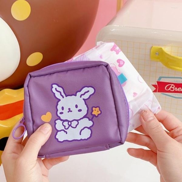 Sacs de rangement SZKOY sac de Tampon étanche mignon pochettes pour serviettes hygiéniques Portable maquillage rouge à lèvres clé écouteur câbles de données organisateur