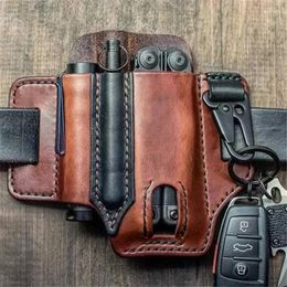 Opbergzakken Tactical Multi Tool Belt Leather Bag Holster Outdoor Camping Portable Hunting Waist Pocket