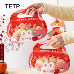 Sacs de rangement TETP 25pcs Red Food Packaigng avec fenêtre claire fête heureuse pour les biscuits faits à la main