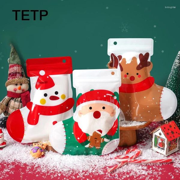 Sacs de rangement Tetp 50pcs Christmas Stocking Gift Year Party Candy Cookies Lollipop Chocolate Packaging Tree Decoration