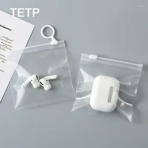 Sacs de rangement TETP 50pcs Transparent Mini Zipper Store pour casques Câbles de données Electronics Packaging Headress Bijoux Affichage