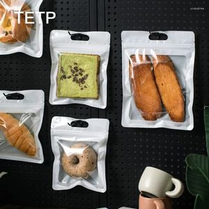 Sacs de rangement TETP 50pcs Emballage de la rive blanc avec fenêtre claire pain pain biscuits de bonbons packaigng décoration de fête à la maison Favors