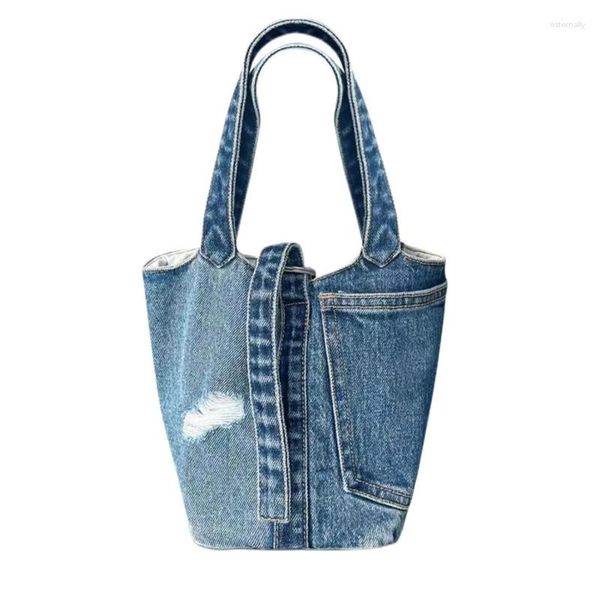 Sacs de rangement Le sac fourre-tout Denim Sacs à main pour femmes Jeans Bucket Purse Sac à main