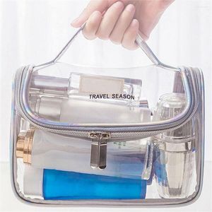 Sacs de rangement Trousse de toilette de voyage Porte-cosmétique Laver Pochette de maquillage transparente colorée