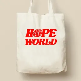 Sacs de rangement sac fourre-tout esthétique coréen Hope World Cotton Toile épaule femme blanc shopper à main sac à main harajuku