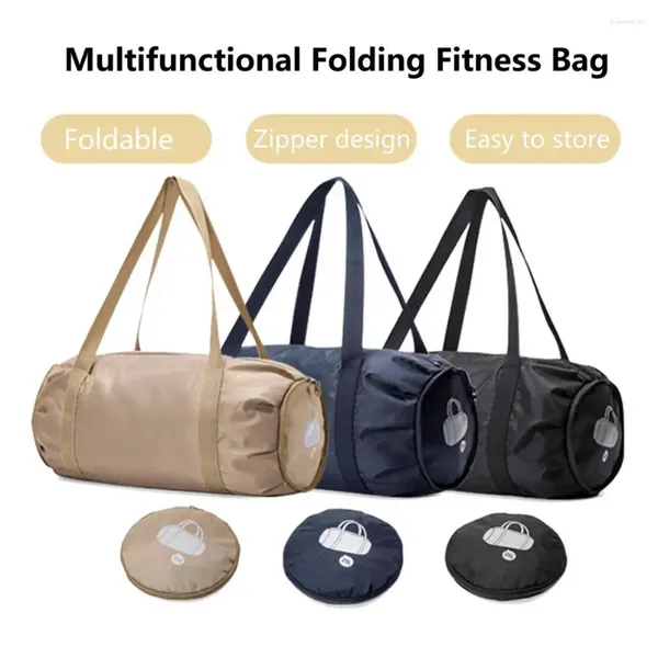 Bolsas de almacenamiento bolso bolso de dos correas Diseño de la cremallera gimnasia forma de tubo largo correa de hombro ancho plegable al aire libre