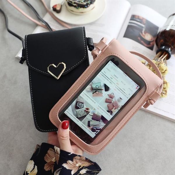 Bolsas de almacenamiento Pantalla táctil Teléfono celular Monedero Smartphone Monedero Cuero Correa de hombro Bolso Bolso de mujer para X S10 Huawei P201301U