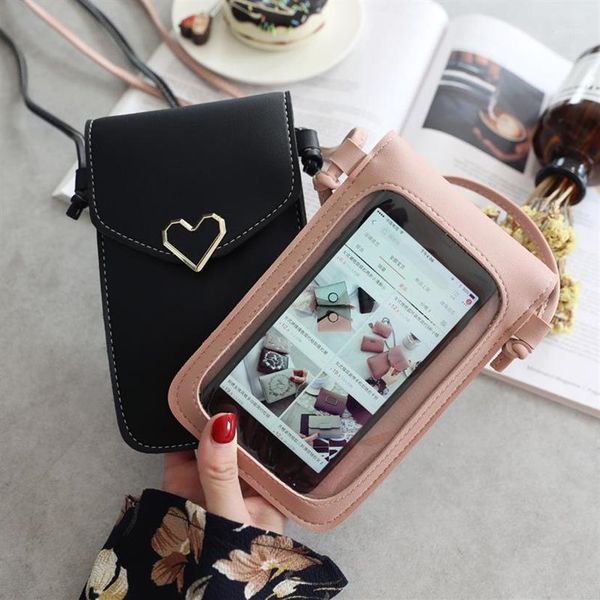 Sacs de rangement Écran tactile Téléphone portable Bourse Smartphone Portefeuille Cuir Bandoulière Sac à main Femme Sac pour X S10 Huawei P201278P