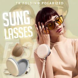 Sacs de rangement TR Pliage des lunettes de soleil polarisées Fode portable anti-glare pour les femmes avec des lunettes
