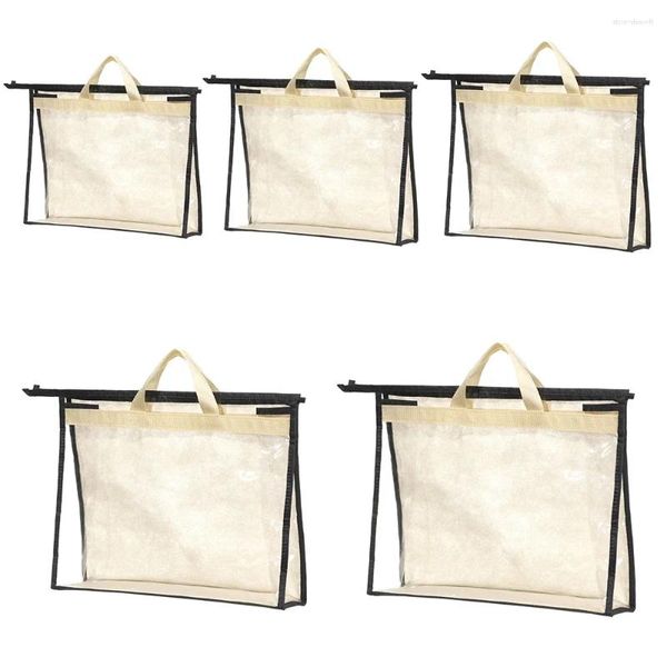 Sacs de rangement Sac anti-poussière transparent avec fermeture à glissière et poignée Sac à main de voyage Organisateur Pochette Housse anti-poussière