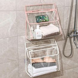 Sacs de rangement Transparent salle de bain imperméable sac suspendu à vêtements de toilette Hangle de coïnes Oorganizador noir blanc rose