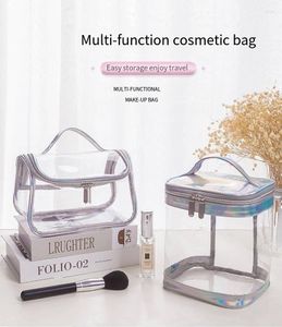 Sacs de rangement Sac cosmétique transparent Boîte de toilette étanche portable de grande capacité