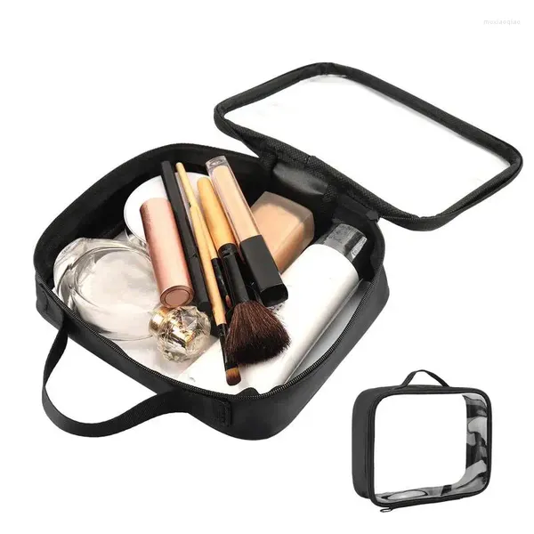 Sacs de rangement Transparent Sac Cosmétique PVC Femmes Zipper Clear Maquillage Beauty Case Voyage Maquillage Organisateur Pour Bain Toilette Lavage