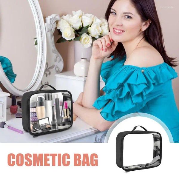 Sacs de rangement transparents, organisateur de cosmétiques, sac de maquillage Transparent étanche avec compartiments, pochette de voyage pour les essentiels