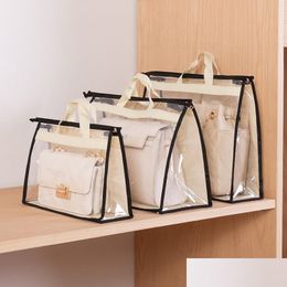 Sacs de rangement Sac à poussière transparent Clear Purse Organisateur Porte-sac à main anti-poussière Armoire Placard pour chaussures d'embrayage 1241 T2 Drop Deliv Dhlzm