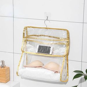 Opbergtassen transparante make -uptas badkamer wandmontage veelzijdige deksel voor kleding stofdichte waterdichte ondergoed organisator