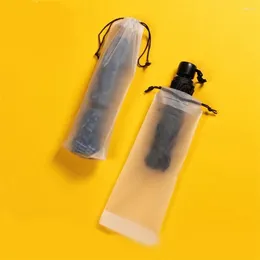 Sacs de rangement Sac en plastique transparent Parapluie Cordon étanche Organisateur portable réutilisable pour l'emballage à la maison