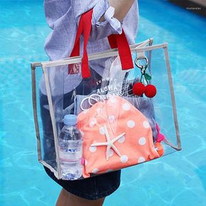 Sacs de rangement Sac de plage en PVC transparent sacs à main imperméables dégagent une grande capacité épaule portable de la main de poche de poche