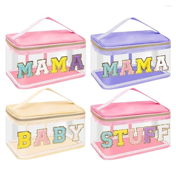 Bolsas de almacenamiento Bolsa de cosméticos de PVC transparente Letra de brillo de lavado de gran capacidad para acampar