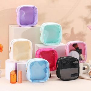 Sacs de rangement Trousse de toilette transparente PVC Mini ensemble de maquillage pour femmes filles organisateur cosmétique avec fermeture à glissière voyage