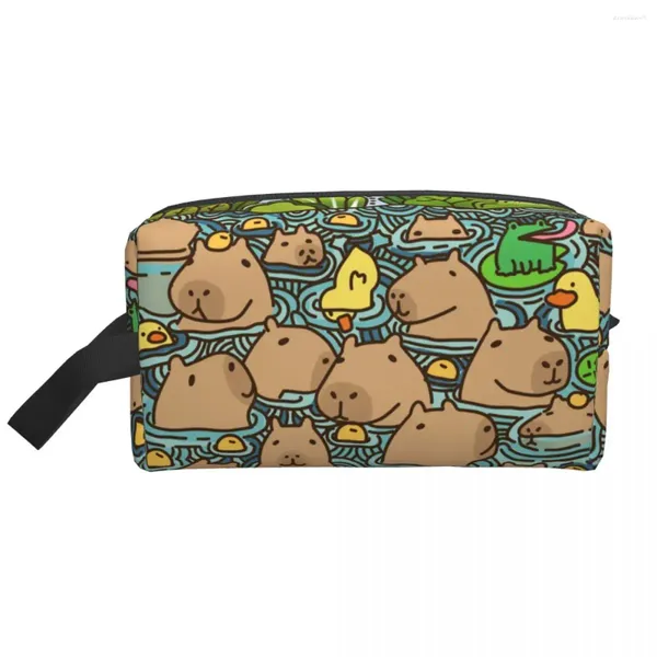 Sacs de rangement voyage un étang plein de sac de toilette capybara maquillage de mode organisateur cosmétique Femmes de beauté Kit Dopp Kit