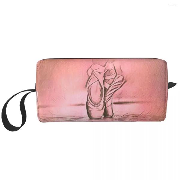 Sacs de rangement Chaussures ballet de voyage Sac de toilette rose Ballerina Dancer Dancer Makeup Cosmetic Organizer Femmes Boîte de kit Dopp Beauty