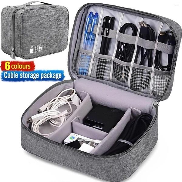 Bolsas de almacenamiento Bolso de cables de viaje Portable Tarjetas SD Digital USB Organizador Cable Cable Cable Cable de cargador Batería Cosmética