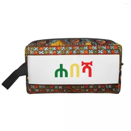 Opbergtassen reizen Ethiopische habesha toilettas tas schattige bohemia make -up cosmetische organisator voor dames schoonheid dopp kit case