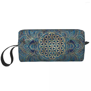 Sacs de rangement Travel Flower of Life in Lotus Mandala Toitrage Sac Kawaii Bouddhism Makeup Cosmetic Organizer Femmes Beauté Dopp Kit